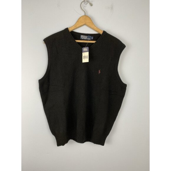 Polo by Ralph Lauren Other - NWT Polo Ralph Lauren Mens Size Large 100% Lambswool V-neck Black Sweater Vest